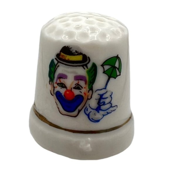 Clown Thimble Bone China Porcelain Lot of 6 Vintage - Picture 7 of 10
